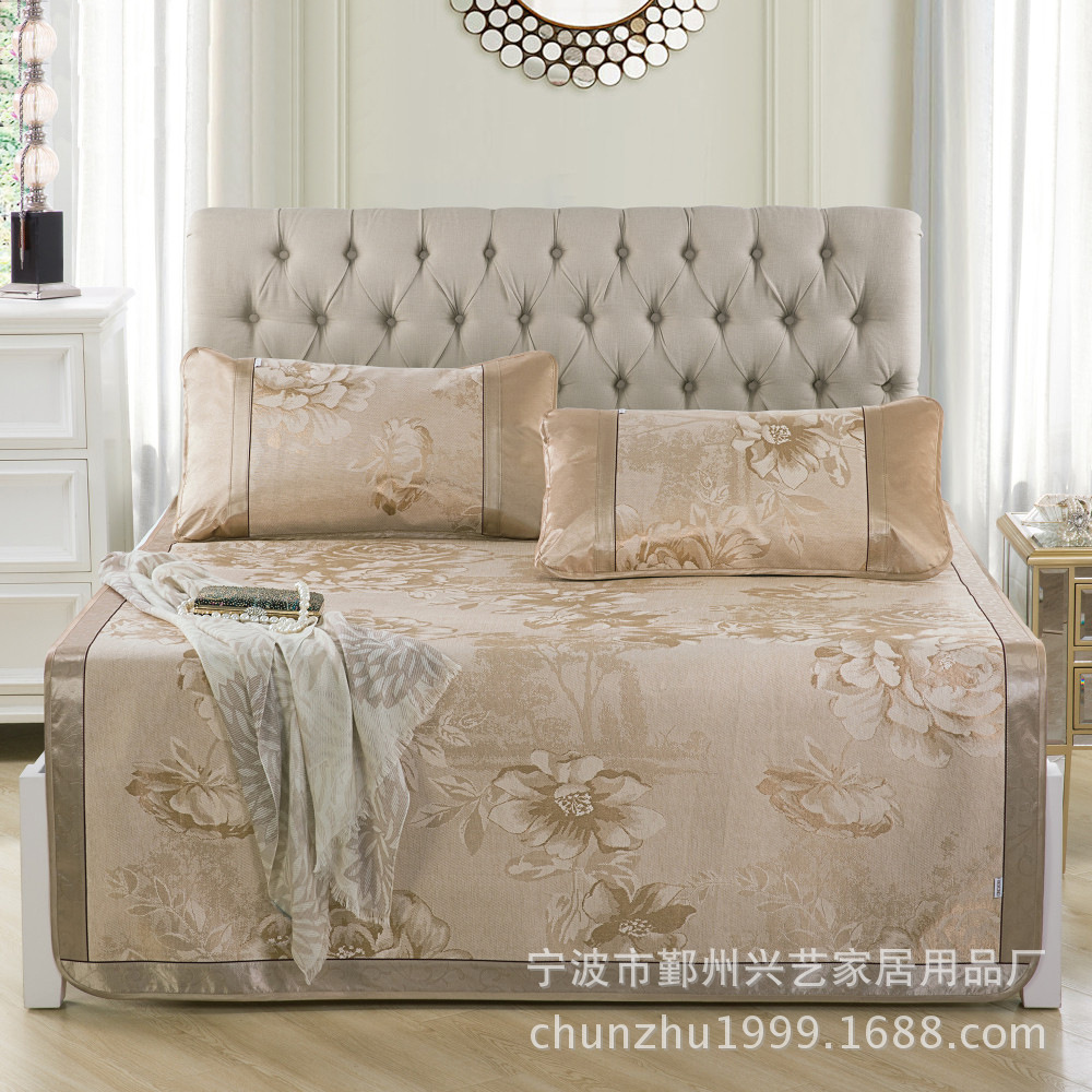 冰丝凉席套件可折叠冰丝席1.8m床夏季冰丝席子1.5米凉席一件代发|ru