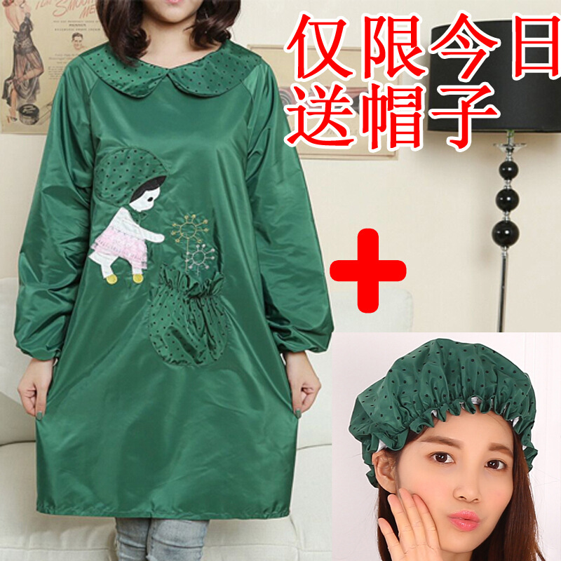 Estilo coreano de moda a prueba de aceite a prueba de agua de manga larga delantal pintura anti-vestirse monos de cocina mono adulto lindo