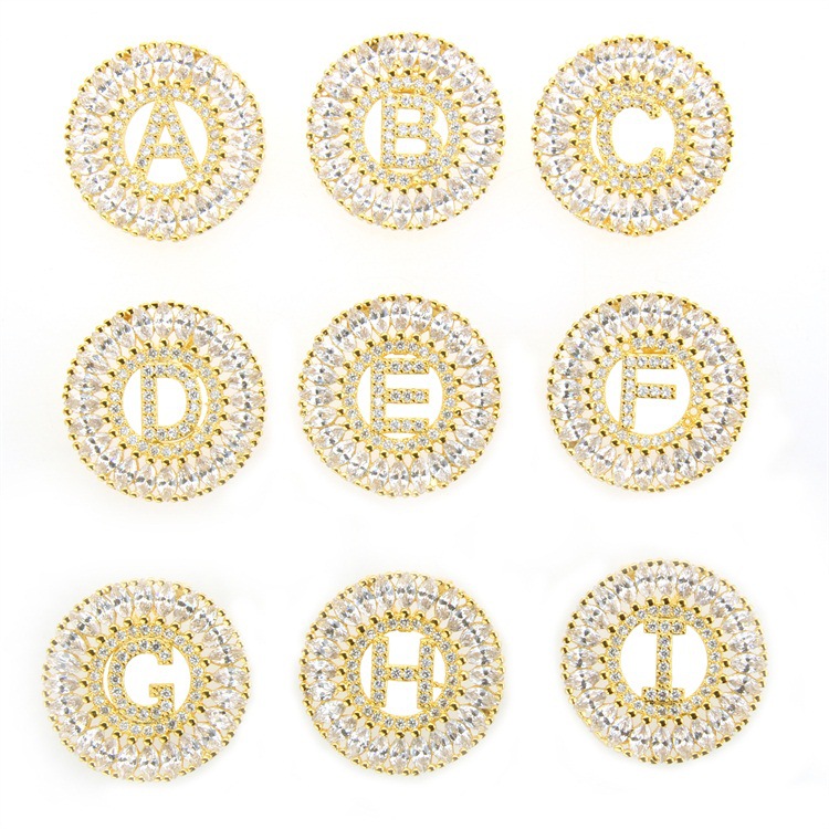 Hot Sale Micro-insert 26 English Alphabet Necklace Gold-plated Round Zircon Pendant  Wholesale Nihaojewelry display picture 6