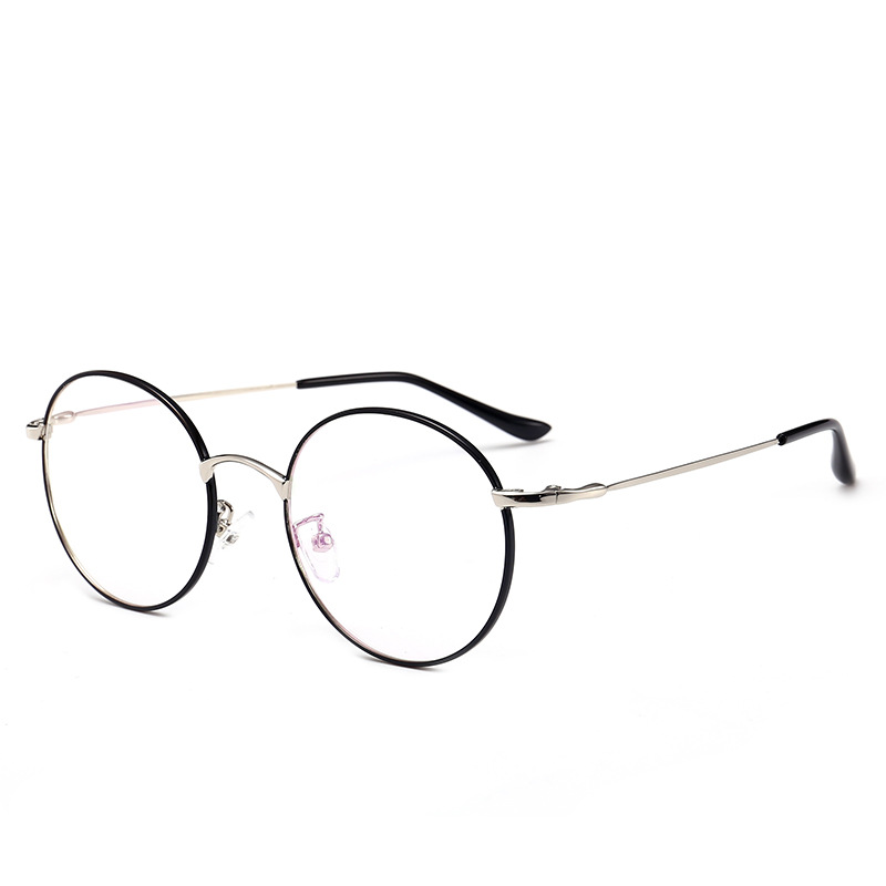 Retro gafas redondas marco de los hombres y de las mujeres de estilo coreano artístico gafas lisas marco de metal puede ser equipado con gafas de miopía MARCO DE MODA 2046 image 5