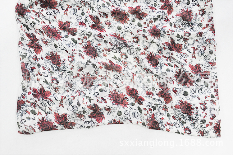 【翔龙印花 XL887】复古大朵菊花印花 飘逸女装雪纺面料