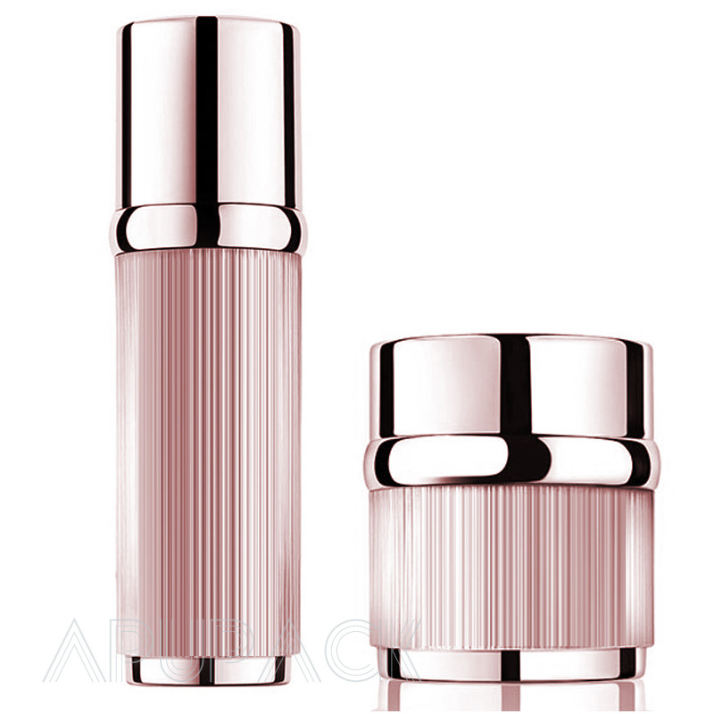 50ml双层盖亚克力真空乳液瓶 电镀UV盖子凸肩圆柱形精华液喷雾瓶