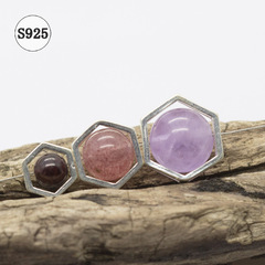 S925 Sterling Silver Hexagon 8-12MM Polished Hole Bead Accessory Handmade DIY Jewelry Accessory Wholesale S0306