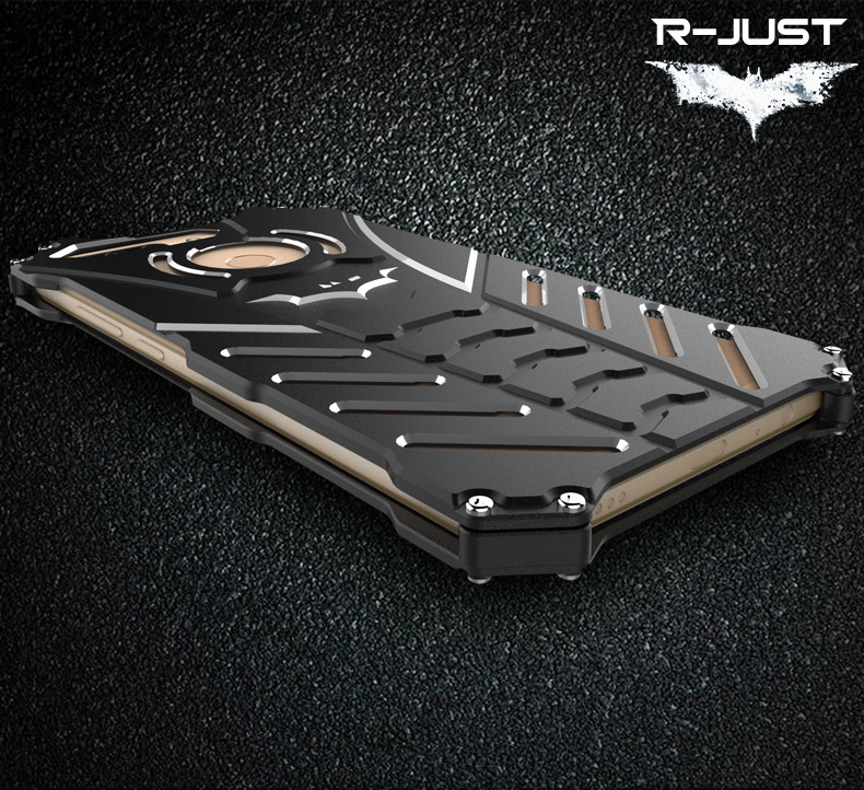 R-Just Batman Shockproof Aluminum Shell Metal Case with Custom Batarang Stent for Huawei Honor V9