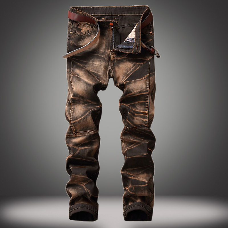 Cross-border supply of European and American foreign trade jeans men's four-color pants Amazon distressed straight retro AliExpress fashion pants Cross-border supply of European and American foreign trade jeans men's four-color pants Amazon distressed straight retro AliExpress fashion pants