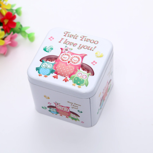 Creative square embossed metal tins packaging box for cartoon metal accessories Storage box for children