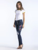 New nets red holes embroidered high waist jeans women trousers