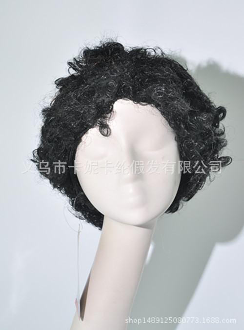 Perucas de espectáculo negro-verde fan rizos extraños esponjosos cabeza explosiva payaso peluca