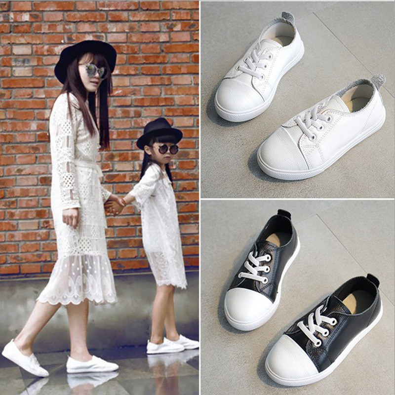 2018新款真皮儿童板鞋小白鞋男童运动鞋女童小孩子休闲鞋一件代发