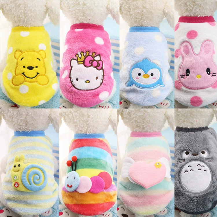 Flannel Cartoon Pet Sweater, Warm Plush Hairpin Design, Multi-Size (XXS–XL)