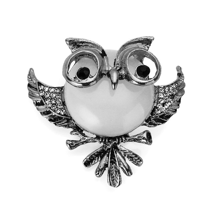 Korean version alloy plating brooch (Silver - black)NHGY0061-Gold - white