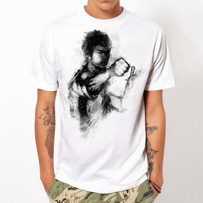 [Ready Stock] Wish Hot Selling Men's Masked Warrior Pattern Print Easiest for Match Short Sleeve Round Neck White T-Shirt S-5X