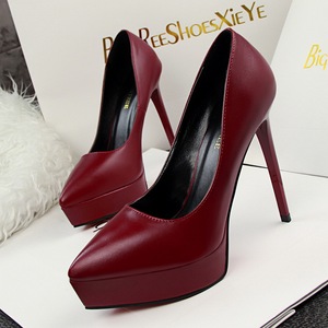 European and American fashion simple sexy thin thin heel super high heel shoes shallow mouth pointed platform women’s si