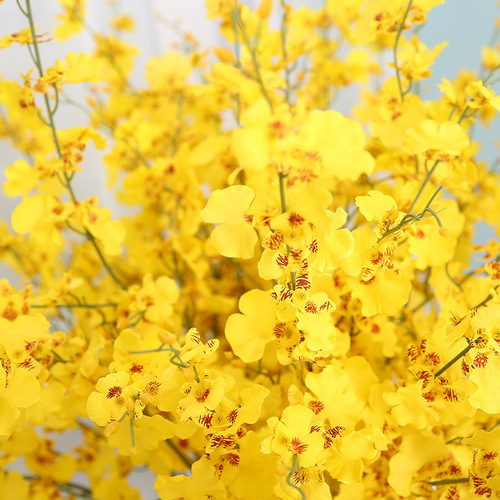 High-grade yellow artificial flower Dancing orchid home decoration fake flower Artificial plant home wedding artificial flowers