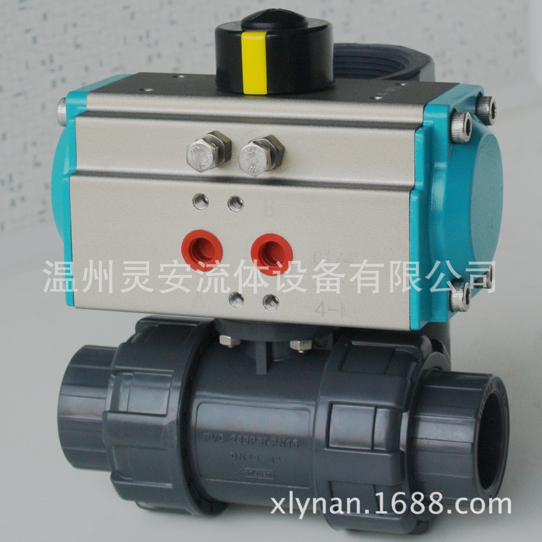 DN100气动塑料球阀 UPVC双由令PPH法兰螺纹防腐化工酸碱PVDF球阀