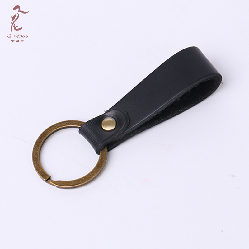 Genuine Retro Cowhide Bronze Original Personalized Handmade Car Keychain Creative Small Gifts