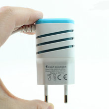 適用vivo/三星5V2A雙USB帶線手機發光充電頭 美規歐規條紋充電器