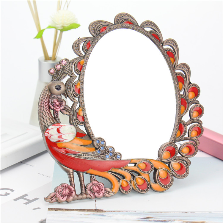 table handheld retro copper mirror