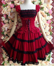 lolita公主洋裝修身復古蕾絲胸托吊帶蓬蓬禮服連衣裙批發一件代發