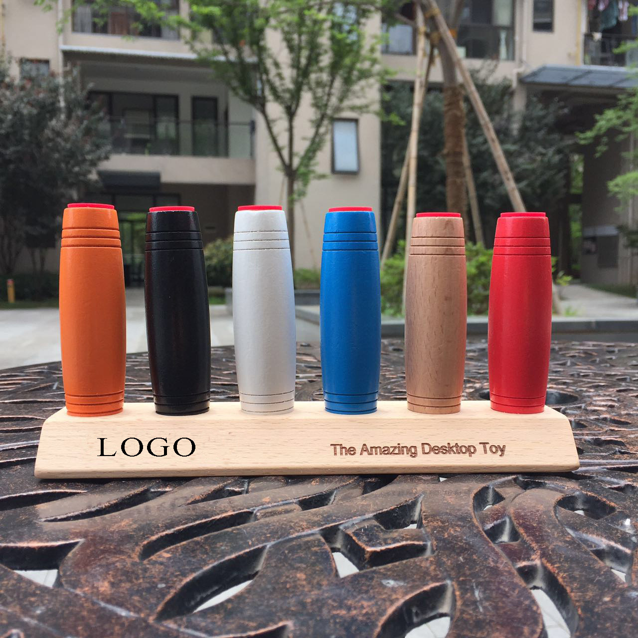 mokuru減壓木頭棒棒遊戲木制翻轉棒解壓棒專用實木榉木底座