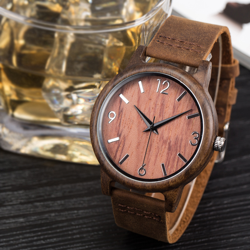 man red wood watch leather