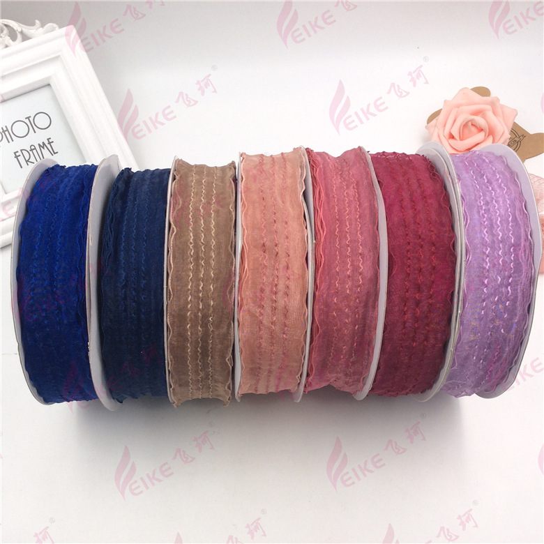 2.5cm-4cm韩国进口曲线条纹纱带服装辅料婚庆礼品家纺包装织带