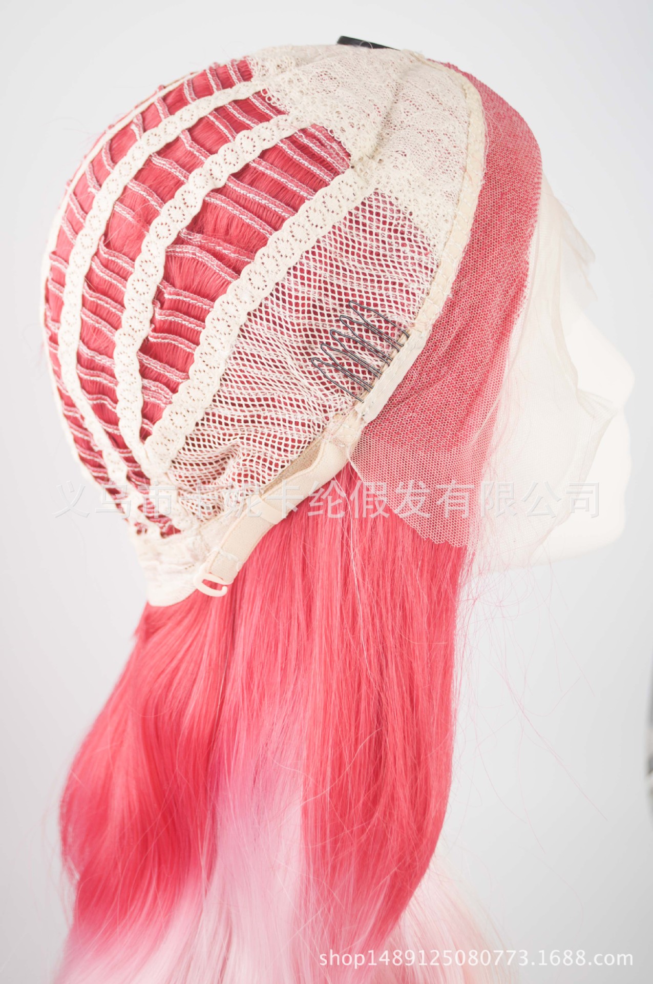 Nuevo color gradiente rojo-naranja peluca de encaje realista rizos largos