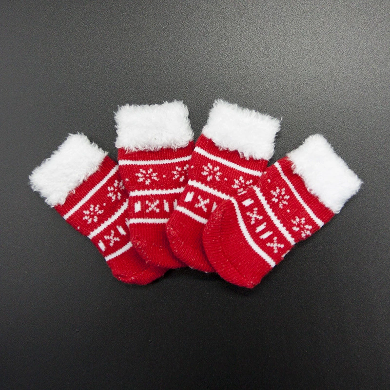 Носки для собак Носки для домашних животных Нескользящие хлопковые носки Крышка для ног собаки плюшевая собака Пудель принадлежности Обувь для собак Носки PS063