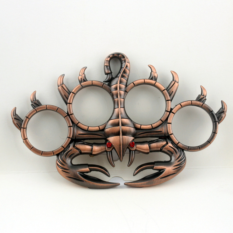 New AliExpress punk self-defense ring lobster domineering men's paw 4 hole connected big ring