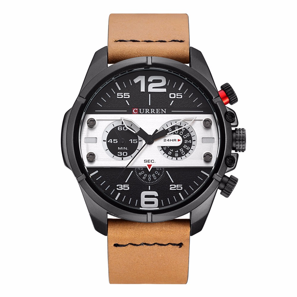 Men's Quartz Leather Strap Watch 5
