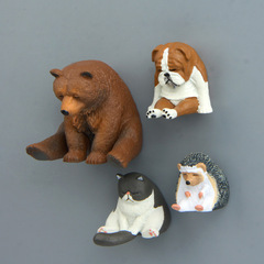 4 small fresh and warm series Japanese style sitting posture sleepy Z00 zoo figure refrigerator magnet magnet magnet