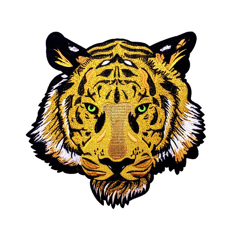 新款超大号老虎头刺绣布贴  补丁 外贸出口服装装饰布贴 补丁现货