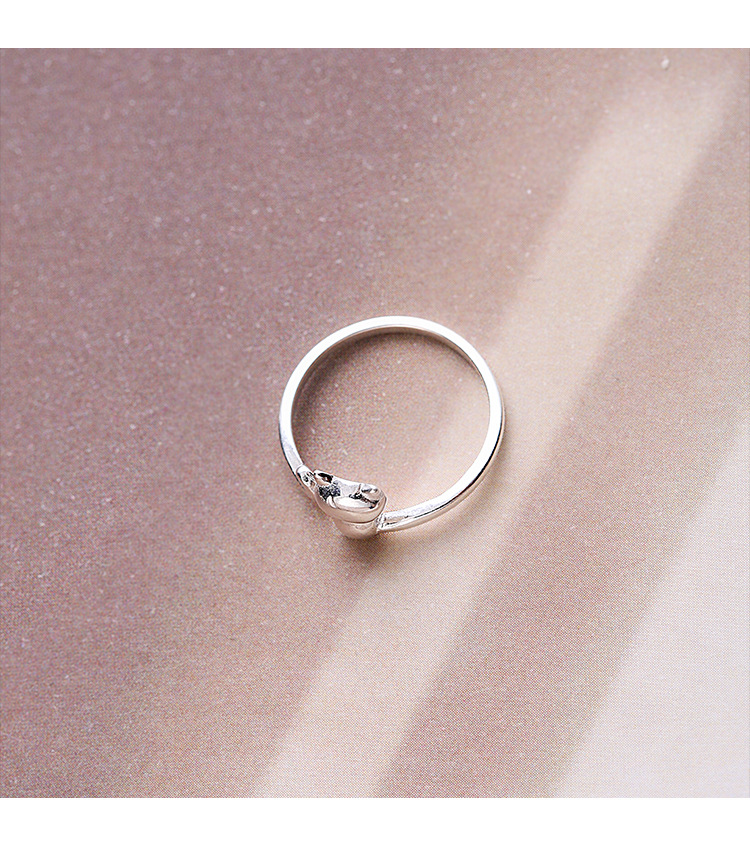 Cute Creative Small Animal Cat Open Copper Ring display picture 3