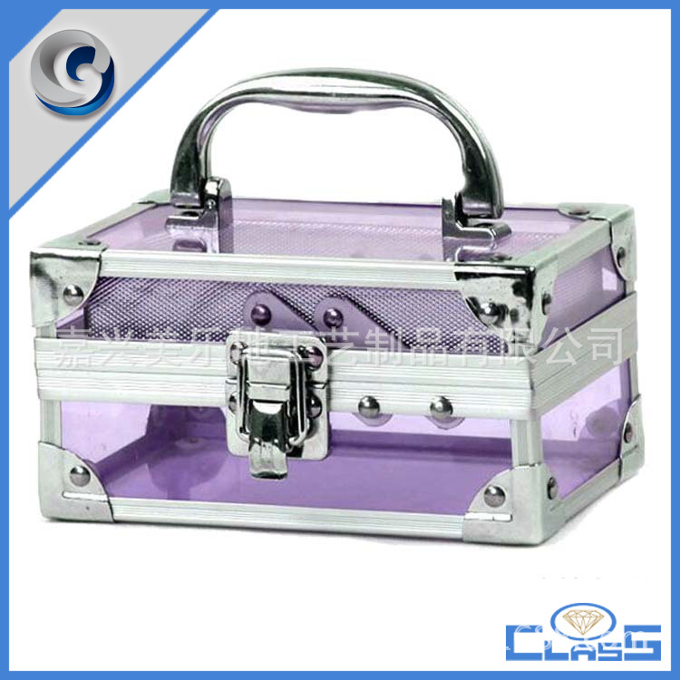 做迷你小号亚克力化妆箱 铝框加固美甲跟妆收纳箱 珠宝储存