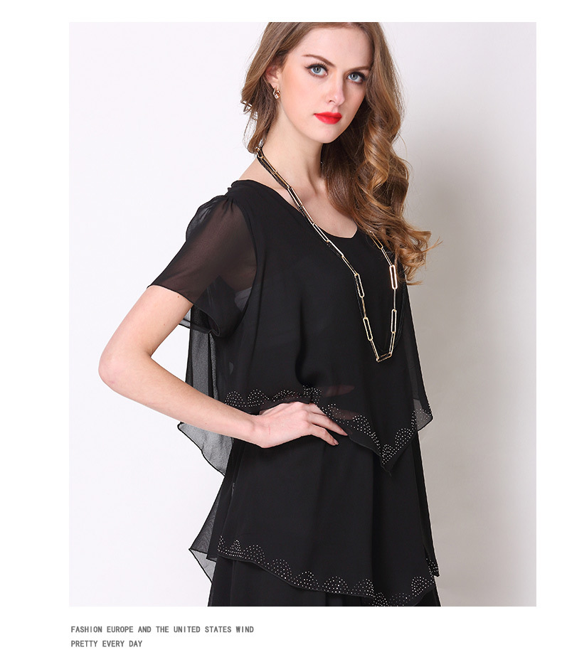 fashion loose diamond short-sleeved dress NSJR51589