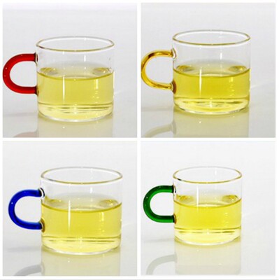 High temperature resistance Glass tea teacup trumpet Tea cup colour glass Red and green teacup Mug