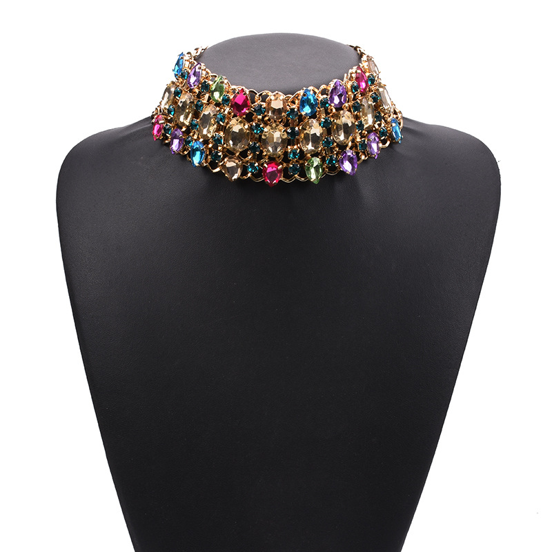 Luxurious Geometric Alloy Inlay Artificial Crystal Rhinestones Women's Choker display picture 2