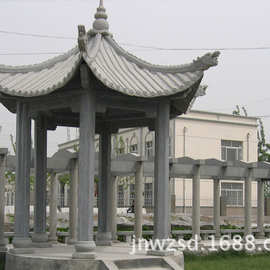 供应青石雕刻双层六角石亭子图片及生产厂家 双层亭子石刻价格