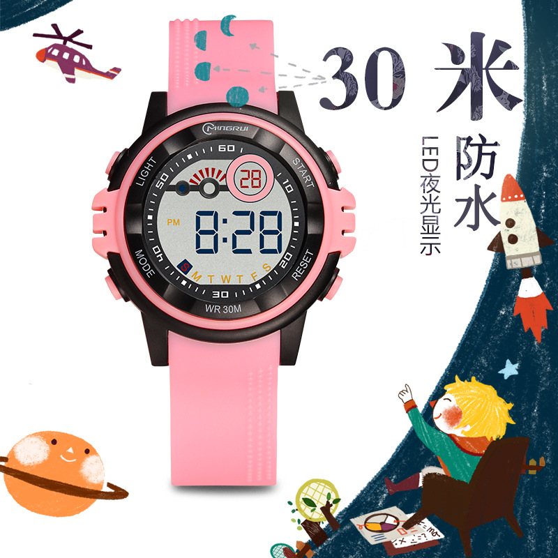 名瑞工厂批电子表女多功能户外运动夜光防水耐摔可爱学生儿童手表
