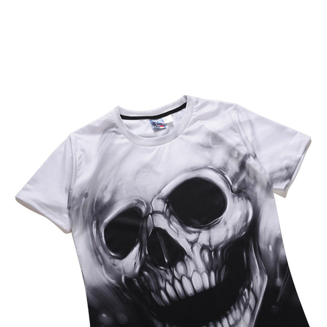 Summer New Street Hip-hop Skull Printed T-shirt 3D Short Sleeve 