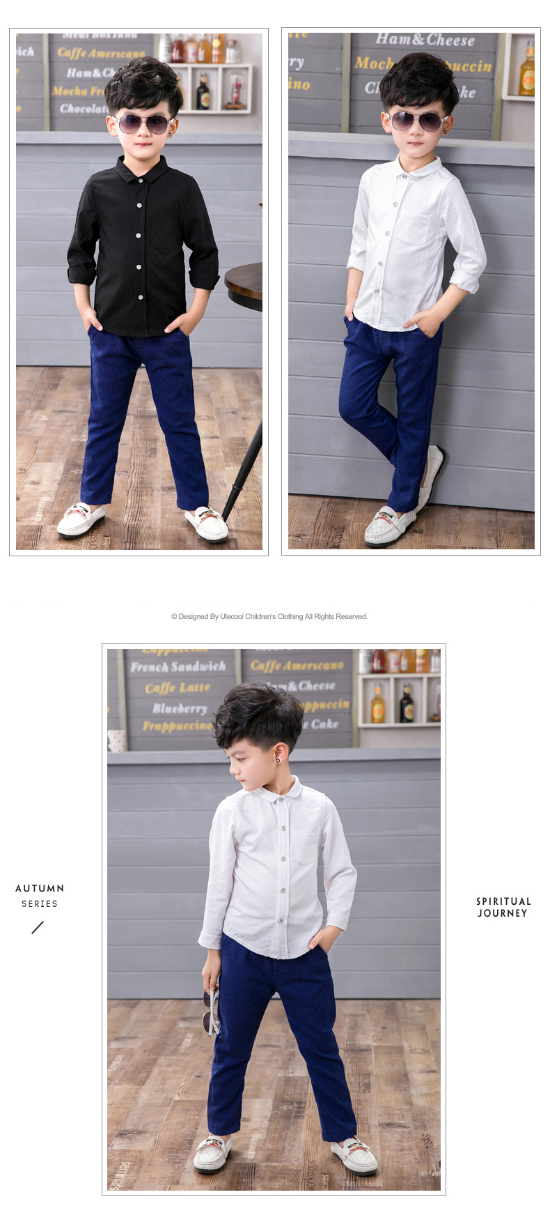 Teenager Kids Boys Korean Blouse Long Sleeve Casual Shirt Gentleman Tops Blouse