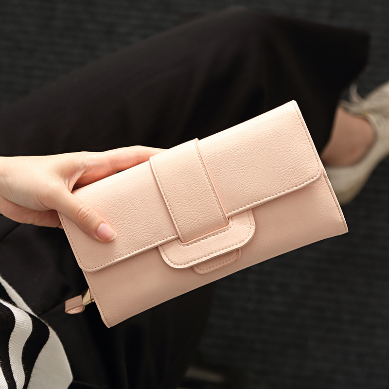 2017新款欧美钱包女长款 韩版搭扣多卡位大容量女士钱包皮夹|ms