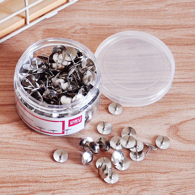 Deli 0040 nickel plated pushpin barrel type (300 pieces/box) stationery stainless steel pushpin drawing nail