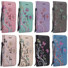 适用iPhone7闪粉手机套iPhoneX压花皮套 苹果6PLUS女孩蝴蝶保护套