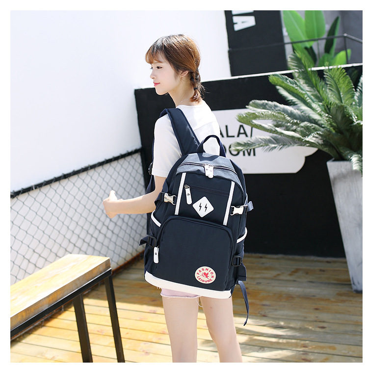 Fashion Solid Color Square Zipper Functional Backpack display picture 3