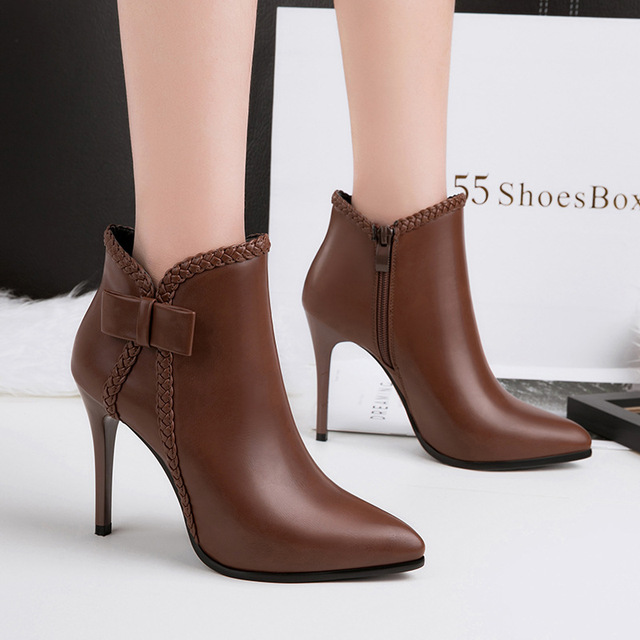 Sexy pointed Martin Boots Sexy Shoes Fine-heeled Side Zipper Boots