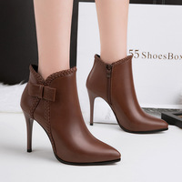 240-7 sexy pointed high-heeled Martin boots night club sexy short boots thin heel side zipper thin single boot