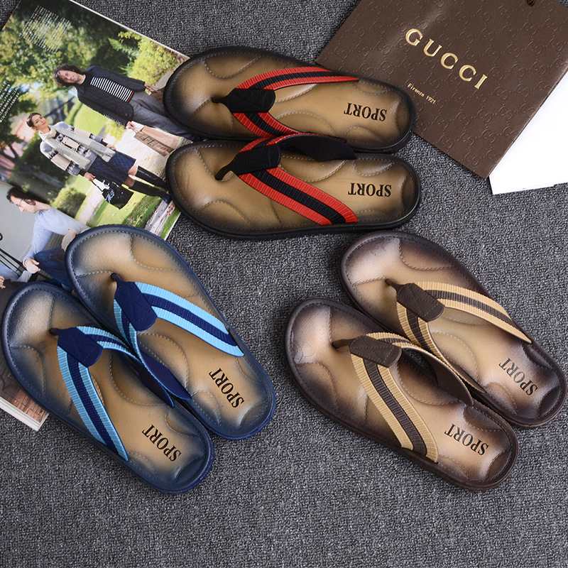 新款休闲沙滩鞋透气人字拖夹趾男士拖鞋夏季人字拖男厚底潮流