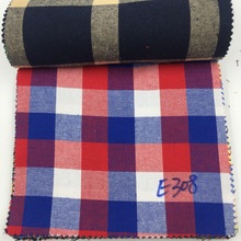 高档法兰绒面料 16s涤棉色织斜纹磨毛 方格棉布磨毛布料批发