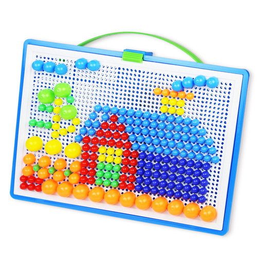 Mushroom nail educational toy for children diy handmade bead-inserted puzzle mushroom diced large size 296 capsules boxed factory direct sale